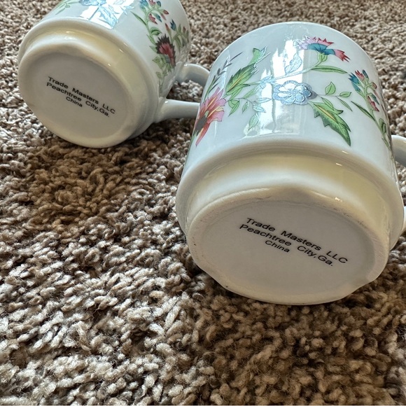 Retro Stacking Flower Coffee Mugs, Floral Teacups Set of 2 - Picture 6 of 9